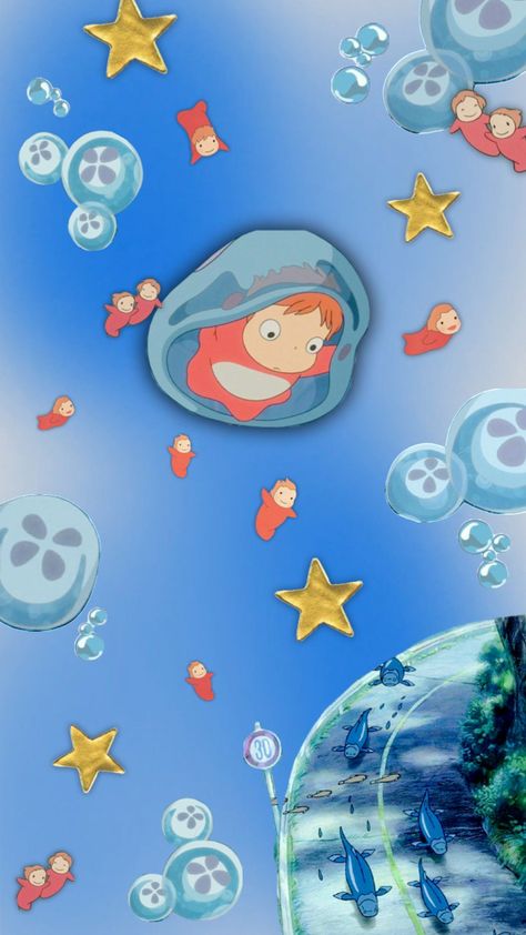 ponyo #ghibli #ponyo #shufflescollage Ghibli Ponyo, Studio Ghibli Background, Cocoppa Wallpaper, Ghibli Artwork, Studio Ghibli Art, Iphone Wallpaper Themes, Hello Kitty Iphone Wallpaper, Ghibli Art, Graphic Wallpaper