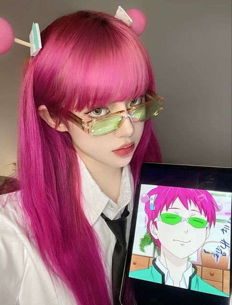 Saiki K Makeup Look, Subtle Anime Cosplay, Female Saiki Cosplay, Nanami Cosplay Female, Saiki K Halloween Costume, Cosplay Characters For Women, Saki K Cosplay, Saiki K Cosplay Female, Saiki K Outfit Ideas