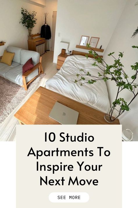 Small Apartment Living Room Layout, Studio Apartment Furniture, Apartment Living Room Layout, Living Room And Bedroom Combo, Tiny Apartment Decorating, Nyc Studio Apartments, Minimalist Studio Apartment, Small Room Interior, Small Studio Apartment Decorating