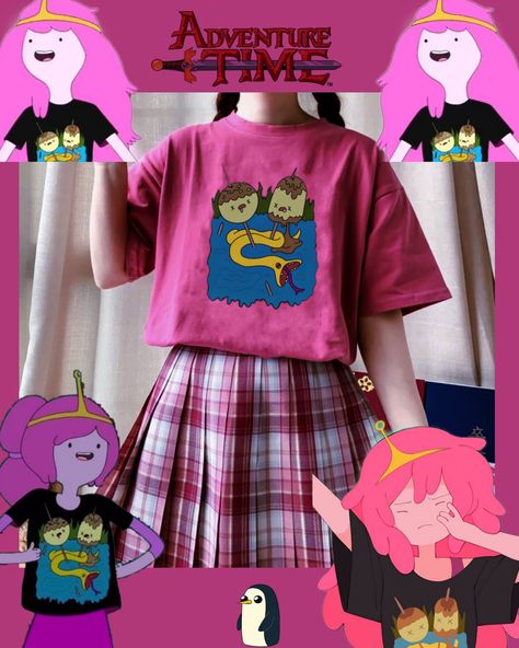 Princess Bubblegum Shirt, Adventure Time Pajamas, Kawaii T-shirt With Cartoon Print Crew Neck, Adventure Time Graphic Tee, Cheap Kawaii T-shirt With Character Print, Design T Shirt, Adventure Time, Create Your Own, T Shirt