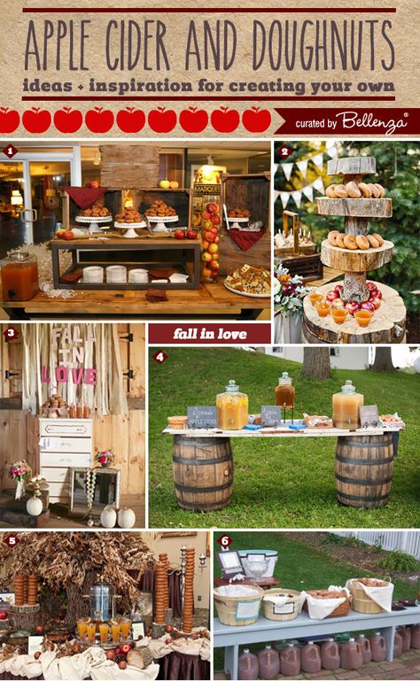 Cozy up this Friday morning to some apple cider and donuts! How to set up a beverage and snack table this fall! Fall Grand Opening Ideas, Apple Cider Wedding Bar, Fall Donut Bar, Apple Cider And Donut Bar, Apple Cider Table, Apple Cider Display, Cider And Donut Bar Wedding, Cider And Donuts Display, Fall Snack Table Ideas