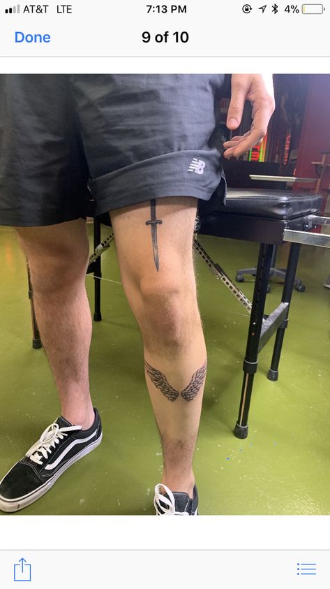 Wings Leg Tattoo Men, Mens Legs Tattoo, Quads Tattoo Men, Wings On Knee Tattoo, Front Calf Tattoo Men, Men Above Knee Tattoo, Wings Tattoo Knee, Thigh Tattoo Men Ideas, Men’s Thigh Tattoo Ideas