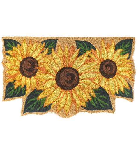 30" x 18" Fall Yellow Sunflowers Coir Doormat by Place & Time | JOANN Fall Yellow, Yellow Sunflowers, Craft Day, Coir Doormat, Yellow Sunflower, Joanns Fabric And Crafts, Move In, Craft Store, Home Stuff