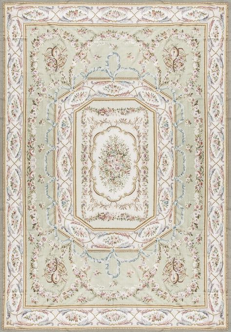 AUBUSSON RENAISSANCE 173-G GREEN / IVORY Aubusson Rugs, Rug Company, Color Grouping, Rug Material, Ivory Color, Oversized Rugs, 17th Century, The River, Woven Rug