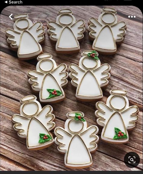 Nativity Cookies Royal Icing, Nativity Cookies Decorated, Decorated Christmas Cookies Ideas, Christmas Angel Cookies, Angel Sugar Cookies, Christmas Royal Icing Cookies, Nativity Cookies, Christmas Decorated Cookies, Angel Outline