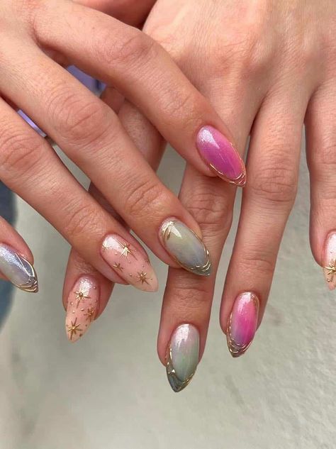 26+ Whimsical Fairy Nails You Need To See / Fairy Core Nails 2024 Fairy Nail Inspiration, Tort Nails, Fairy Godmother Nails, Pixi Nails, Fairy Inspo Nails, New Nails Design 2024, Fairy Nails Short, Creative Nail Designs Unique, Fairycore Nails Aesthetic