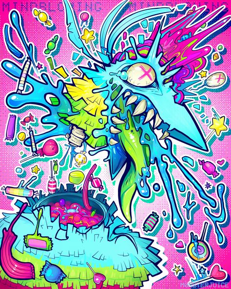 Scene Kid Art, Eyestrain Art, Candy Gore, Kidcore Art, Poppy Art, Swag Art, Painting Inspo, Dope Art, Neon Art