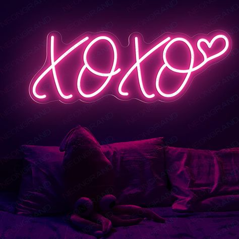 XOXO Neon Sign Love Led Light Valentine Are you looking for attractive wedding, Valentine's Day, or anniversary decorations or other special items? This stunning XOXO Neon Sign Love Led Light Valentine is the one to go for. The xoxo neon sign, which stands for "hugs and kisses," will be a cute addition to your room. The xoxo neon light Valentine neon sign is sure to look amazing in any place. Create the charming and gorgeous vibes you've dreamed of. The elegance of a xoxo light up sign is the id Xoxo Led Sign, Neon Love Signs, Neon Sign In Room, Cute Led Signs, Led Light Quotes, Xoxo Decorations, Love Yourself Neon Sign, Xoxo Wallpapers, Neon Room Ideas