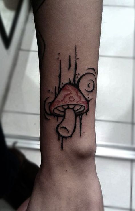 Hippy Mushroom Tattoo, Red Ink Mushroom Tattoo, Abstract Mushroom Tattoo, Line Work Mushroom Tattoo, Mashrom Tattoo, Mushroom Wrap Tattoo, Minimal Mushroom Tattoo, Eye Mushroom Tattoo, Cool Mushroom Tattoos