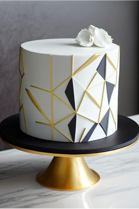 Geometric Cake Design, Cake Design For Men, Modern Birthday Cakes, Alphabet Cake, Geometric Cake, Buttercream Cake Designs, Birthday Cake For Husband, Cake For Husband, Fondant Cake Designs