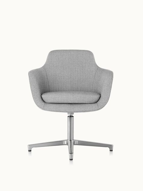 A mid-back Saiba conference chair with light gray upholstery and a four-star base, viewed from the front. Auditorium Chairs, Conference Chair, Conference Chairs, Natural Movement, Executive Chair, Office Spaces, Office Furniture, Office Chair, Light Gray