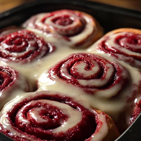 Red Velvet Cinnamon Rolls Cherry Brunette, Red Velvet Cinnamon Rolls, Red Velvet Desserts, Cinnamon Rolls From Scratch, Red Velvet Cake Mix, Themed Food, Roll Recipes, Cinnamon Recipes, Fall Cooking