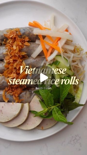 Sylvia Nguyen on Instagram: "✨Learn my favourite hack / shortcut for Vietnamese steamed rice rolls - Bánh Cuốn 😎

✨I’ve made this recipe extremely beginner friendly for those who want to dip their toes into making steamed rice rolls at home. This recipe does not require you to make your own batter from scratch! Instead, we’ll be using rice paper and steaming them to get similar results! I also threw in a bonus tip to save you some time chopping all your veggies by hand by using a pull chopper (I got mine off of Amazon)😉🙏

Bánh cuốn is one of my top favourite Vietnamese dishes! I could literally eat this everyday and never get sick of it! If you’re in the mood for something light and delicious, you gotta give this a try 😋

✨Ingredients
- 1 pack of rice paper
- 1 large onion 
- 400 grams Banh Cuon Recipe, Steamed Rice Rolls, Using Rice Paper, Banh Cuon, Rice Paper Recipes, Vietnamese Dishes, Rice Rolls, Sick Of It, Steamed Rice