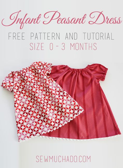 Infant Peasant Dress Free Pattern Rag Doll Dress Pattern Free, Peasant Dress Pattern, Fixing Clothes, Peasant Dress Patterns, Free Baby Patterns, Baby Dress Pattern, Sewing Baby Clothes, Kids Sewing, Dress Patterns Free