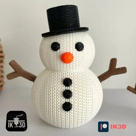 KNITTED SNOWMAN FIGURINE AND ORNAMENT - MULTIPARTS | 3D models download | Creality Cloud Knitted Snowman, Snowman 3d, Welcome Package, 3d Printing Art, Snowman Figurine, Print Ideas, Hat Scarf, More To Come, Print Models