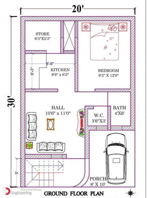 41+ Elegant Home Plan Design Ideas - Engineering Discoveries 20 X 30 Floor Plan Layout, Rectangle House Plans, Type Of Drawing, Mini House Plans, One Floor House Plans, 20x30 House Plans, Budget House Plans, 20x40 House Plans, Home Engineering