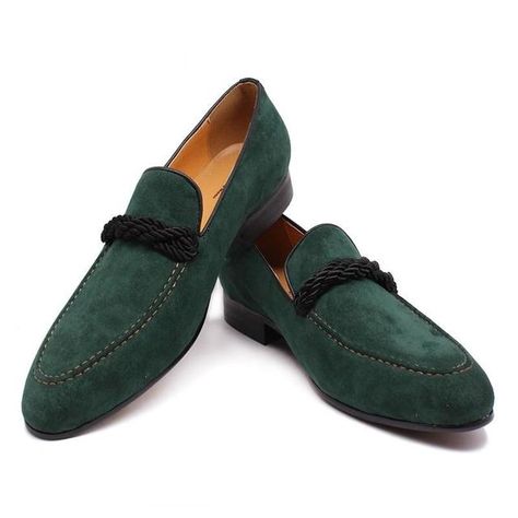 Luxury Men Suede Loafer Hand Made Slip On Green Casual Shoe http://garbarmy.com/products/luxury-mens-suede-loafers-hand-made-slip-on-green-casual-shoes-penny-loafers-formal-men-dress-office-wedding-leather-shoes-men Classic Green Suede Loafers, Green Slip-on Loafers With Round Toe, Green Slip-on Loafers, Green Luxury Suede Loafers, Groom Wedding Shoes, Green Slip-on Loafers With Stitched Sole, Mens Suede Loafers, Military Shoes, Mens Loafers Shoes