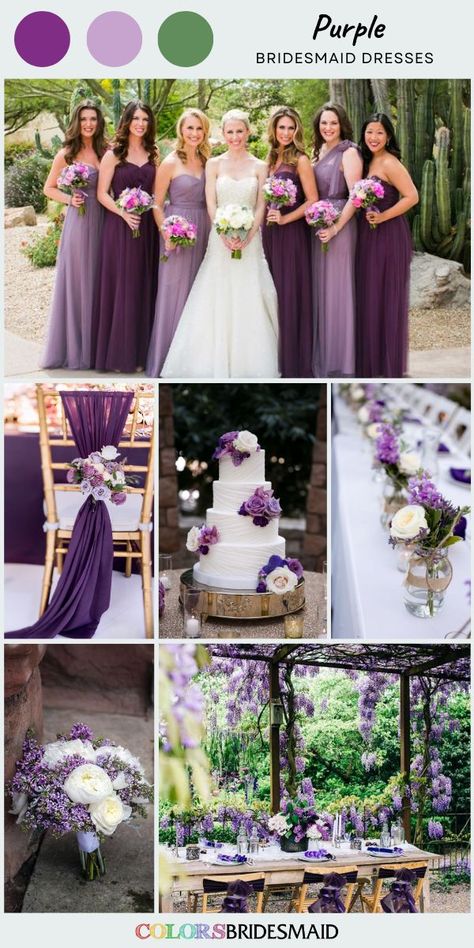 Purple bridesmaid dresses on sale under $100, in 600+ custom-made styles and all sizes, white and purple flowers bouquet, wedding centerpieces, wedding cake decoration and wedding chair sash decor. #colsbm #bridesmaids #bridesmaiddresses #weddingideas #purplewedding #weddingcenterpieces #weddingcake #weddingtabledecor #bouquet #purpledress b2203 Purple Flowers Bouquet, Plum Purple Wedding, Dark Purple Bridesmaid Dresses, White And Purple Flowers, Dark Purple Wedding, Flowers Bouquet Wedding, Wedding Color Palettes, Purple Bridesmaid Dress, Lavender Bridesmaid Dresses