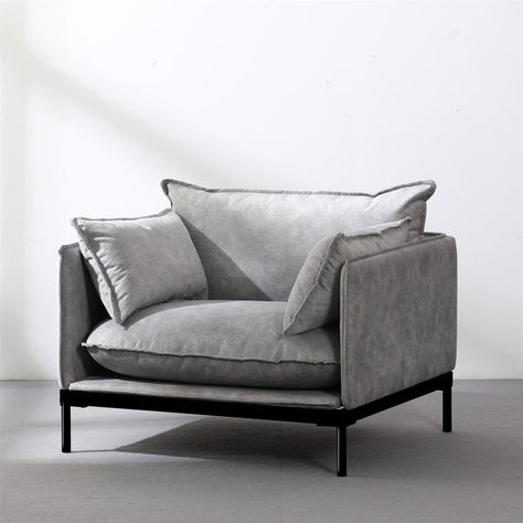 1 Seater Sofa Chairs, Grey Furniture Living Room, Single Seat Sofa, Office Waiting Rooms, Single Seater Sofa, Sofa Inspiration, Single Seater, Furniture Details Design, Grey Armchair