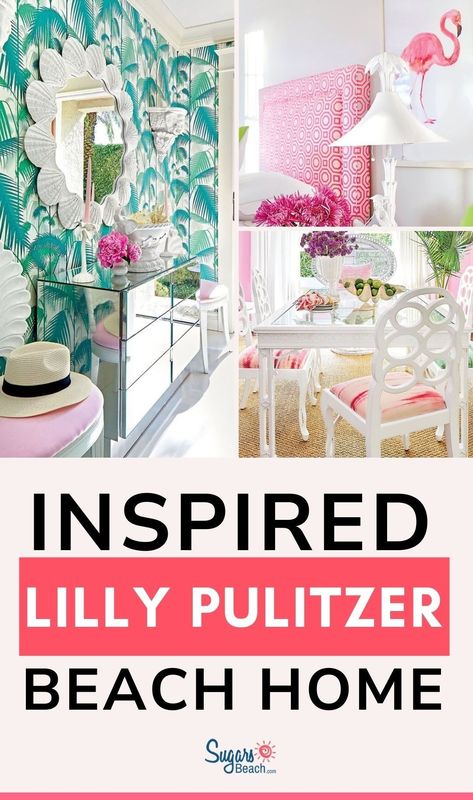 Lilly Pulitzer: Seaside Sanctuary Home Tour. Lilly Pulitzer Style Beachside Interiors (Colorful & Whimsical) Lilly Pulitzer Flair Living Areas (Relaxed & Cheery) Lilly Pulitzer Inspired Oceanfront Oasis @SugarsBeach Lilly Pulitzer Room Decor, Lilly Pulitzer Diy, Lilly Pulitzer Room, Colorful Beach House Decor, Beach Living Rooms, Coastal Chic Home, Tropical Decor Ideas, Colorful Beach House, Beach Dining Room