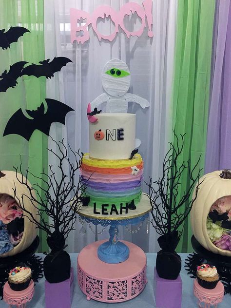 Boo-tastic First Birthday | CatchMyParty.com Halloween Party Ideas, Pastel Halloween, Birthday Halloween Party, Halloween Photos, Reveal Ideas, Halloween Halloween, Catch My Party, Ideas Photo, Photo 1