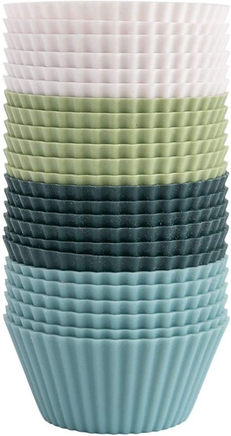 Amazon.com: The Silicone Kitchen Reusable Silicone Baking Cups - Pack of 24 | Non-Toxic | BPA Free | Dishwasher Safe: Kitchen & Dining Silicone Cupcake Liners, Safe Kitchen, Silicone Baking Cups, Small Cupcakes, Meatball Bake, Kitchen Necessities, Muffin Liners, Paper Liner, Silicone Cups