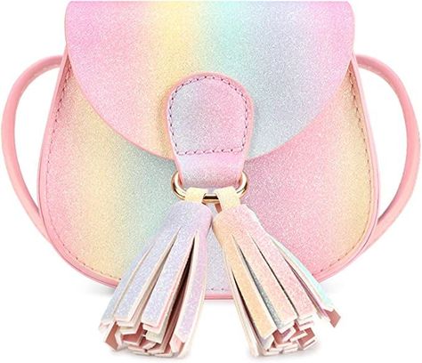 mibasies Kids Purse for Little Girls Toddler Crossbody Bag with Tassel Purses Diy, Sparkly Purse, Bag With Tassel, Kids Purse, Toddler Girl Gifts, Cat Purse, Woman Accessories, Cute Rainbow, Girls Purse