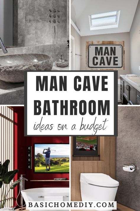 Man Cave Bathroom Ideas on a Budget Man’s Bathroom Ideas, Mans Bathroom Ideas, Mans Bathroom Decor Ideas, Manly Bathroom Ideas, Mancave Bathroom Ideas, Mens Bathroom Ideas Decor, Men’s Bathroom Decor, Men’s Bathroom Ideas, Man Bathroom Ideas