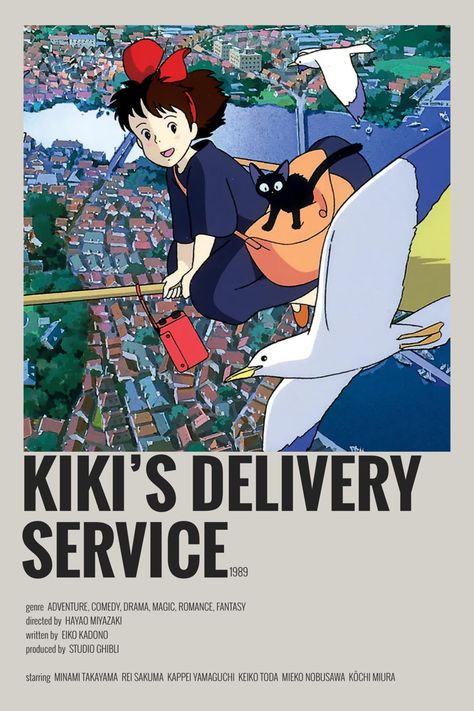 kiki’s delivery service minimalist/alternative anime poster Recommend Anime, Jiji Kiki, Poster Polaroid, Anime Cards, Rei Sakuma, Studio Ghibli Poster, Minimalist Anime, Film Posters Minimalist, Film Anime