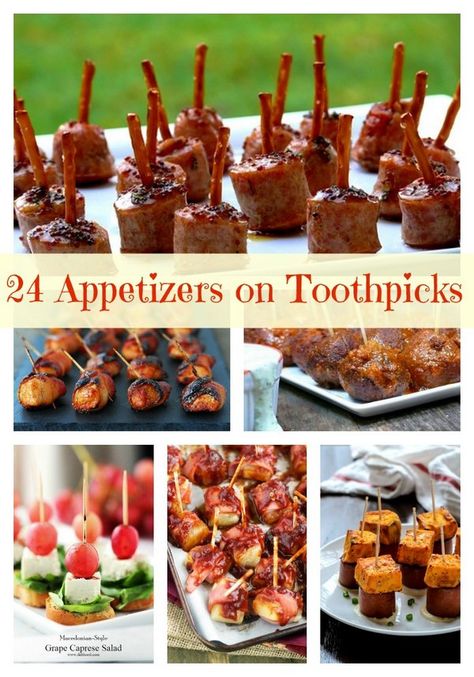 Appetizers On Toothpicks, Toothpick Appetizers, Fingerfood Party, Appetizers Easy Finger Food, Quick And Easy Appetizers, Finger Foods Easy, Appetizer Bites, Party Finger Foods, Holiday Appetizers