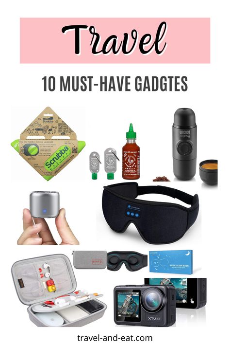 Top 10 Travel Gadgets. Things for your next adventure you actually want to have. Cool Travel Gadgets, Travel Gadgets Long Flights, Travel Gadgets Accessories, Travel Tech Gadgets, Travel Equipment, Tech Accessories Gadgets, Travel Steamer, Sleep Headphones, Travel Tech