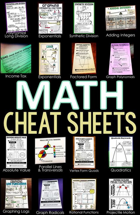 Free math cheat sheet pdf downloads to help students with tricky math topics. Students can put the math reference sheets into their notebooks or the sheets can be enlarged into anchor charts for math word wall references. Parallel Lines And Transversals, Math Reference Sheet, Math Cheat Sheet, Graphing Functions, Math Word Walls, Teaching Algebra, Math Sheets, Secondary Math, Parallel Lines