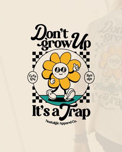 Nostalgic Apparel Co. on Instagram: "It's a Trap! 💛 Designed with love & Nostalgia. Check out new collection! Free worldwide shipping on all orders over 60€! 🌱 100% organic cotton 👕 Oversized Tees (180gr) & Oversized Hoodies (400gr). 🖊 Certified textile by Fairwear, oekotex & PETA. #newcollection #newdrop #dontgrowup #smellycat #winterstyle #giftsideas #newdrop #newdesigns #tshirt #nostalgicapparelco #eadypeasy #90s #graphictshirt #characterdesignmotivation #backtothe90s #aesthetic #90soutfi 90s T Shirt Prints, 90s Shirt Design, 90s Aesthetic Design, Aesthetic Tshirt Graphic Tees, Tshirts Aesthetic, Doodle Tshirt Design, New Order, 90s Tshirt Design, Aesthetic Shirt Design