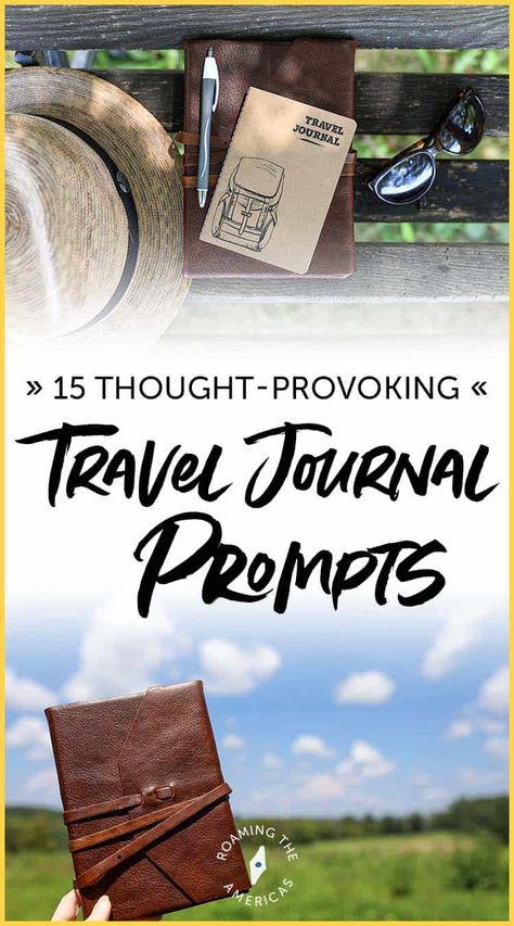 If a travel journal is one of your must-pack items or it's something brand new you want to get started, grab these 15 journal prompts to spark ideas for self reflection on your next road trip, girls weekend, or vacation. Photo Travel Journal, Journal Prompts For Travel, Road Trip Journal Ideas, Glamping Recipes, Buying A Business, Travel Journal Prompts, Road Trip Journal, Travel Journal Ideas, Vacation Journal