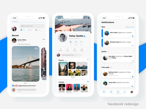 Facebook iOS App Redesign Concept mobile concept ios redesign facebook app ui-ux design Social App Design, App Redesign, Ui Design Mobile, Mobile App Design Inspiration, App Interface Design, Mobile Web Design, Facebook Design, Ui Design Website, Facebook App