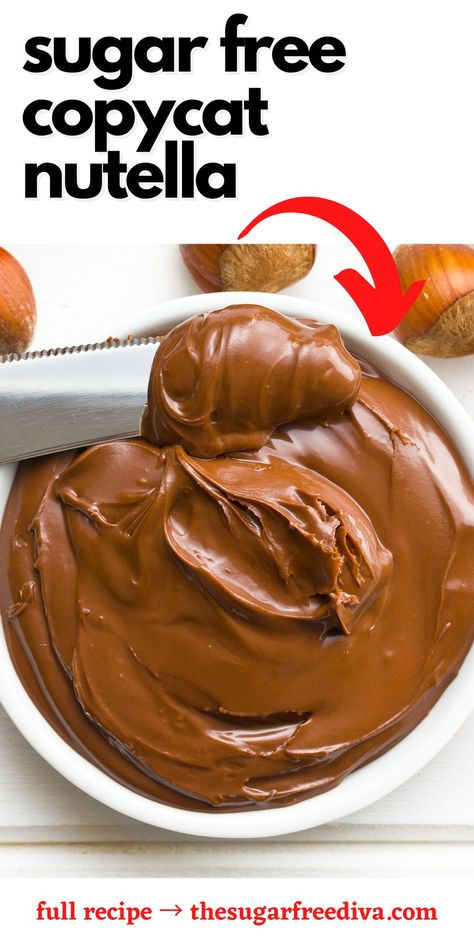 Auger Free Desserts, Food Nutella, Sugar Free Nutella, Homemade Nutella Recipes, Sugar Free Desserts Easy, Nutella Ice Cream, Nutella Recipe, Sugar Free Snacks, Sugar Free Baking