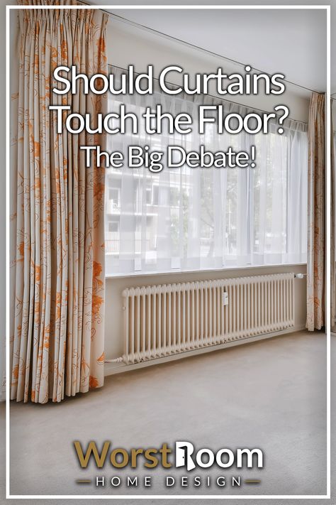 Should Curtains Touch the Floor? The Big Debate! Curtains That Dont Touch The Floor, Window Seat Curtains, Outside Curtains, Floor Curtains, Family Room Curtains, Sheers Curtains Living Room, 4 Piece Living Room Set, Bedroom Window Seat, Glamour Home