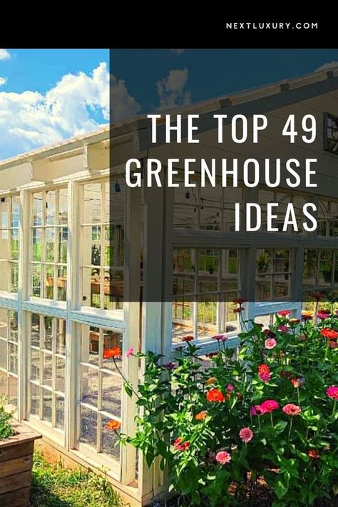 Having a greenhouse can help you develop your green thumb by lengthening your growing season beyond what’s possible when growing outside. To get the most out of your greenhouse gardening, you need to have the right type of structure. This means finding the right design that fits your property, your growing needs, and the climate in which you live. #nextluxury #greenhouse #greenhousegardening #landscapingdesign #greenhousedesignideas Diy Hothouse Green Houses, Green House Lighting, Green House Attached To House Courtyard, Yardistry Greenhouse Ideas, Green House Design Ideas, Landscaping Around Greenhouse, Green House Shelving Ideas, Green House Ideas Diy Cheap, Greenhouse Gardening Layout