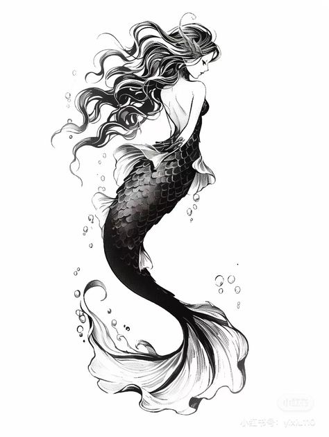 Mermaid Tattoo Ribs, Mermaid Cover Up Tattoo, Spooky Mermaid Tattoo, Mermaid Tattoo Designs For Women, Mermaid Tattoo Designs Sirens, Siren Tattoo Design, Mermaid Skeleton Tattoo, Female Grim Reaper Tattoo, Mermaid Back Tattoo