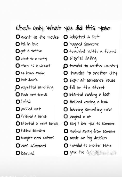 Check What You Did This Year List 2024, Things I Did This Year Checklist 2024, Things I Did This Year Checklist, Year Checklist, Bored List, Year Goals, Clever Captions, Clever Captions For Instagram, New Year Goals