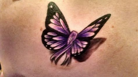 Lupus butterfly awareness Purple Ribbon Tattoos, Alzheimers Tattoo, Crohns Tattoo, Purple Butterfly Tattoo, Purple Tattoos, Butterfly Wrist Tattoo, Awareness Tattoo, Special Tattoos, Ribbon Tattoos