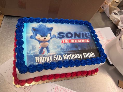 Sonic Cake Ideas Birthday Sheet Cake, Blue Sonic Cake, Sonic Sheet Cake Ideas, Sonic The Hedgehog Sheet Cake, Sonic Sheet Cake, Sonic Birthday Cake Ideas, Sonic Cakes For Boys, Super Sonic Cake, Pastel Sonic