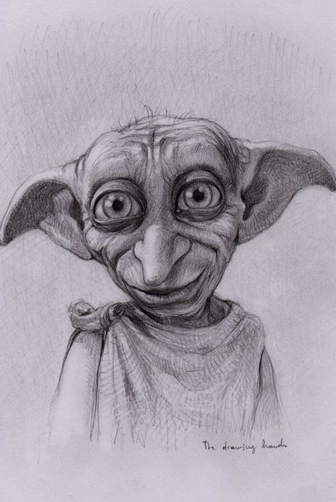 Elf Drawing, Dobby Harry, Harry Potter Sketch, Harry Potter Art Drawings, Dobby Harry Potter, Harry Potter Pin, Harry Potter Tattoos, Potter Art, Harry Potter Drawings