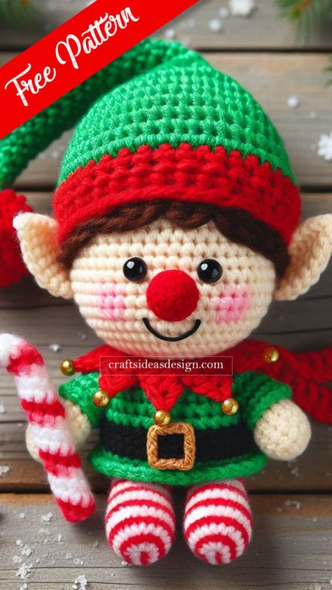 Elf Amigurumi, Disney Crochet Patterns, Crochet Christmas Ornaments Free, Christmas Elf Doll, Christmas Crochet Patterns Free, Crocheted Christmas, Crochet Toys Free, Crochet Christmas Stocking, Crochet Christmas Gifts