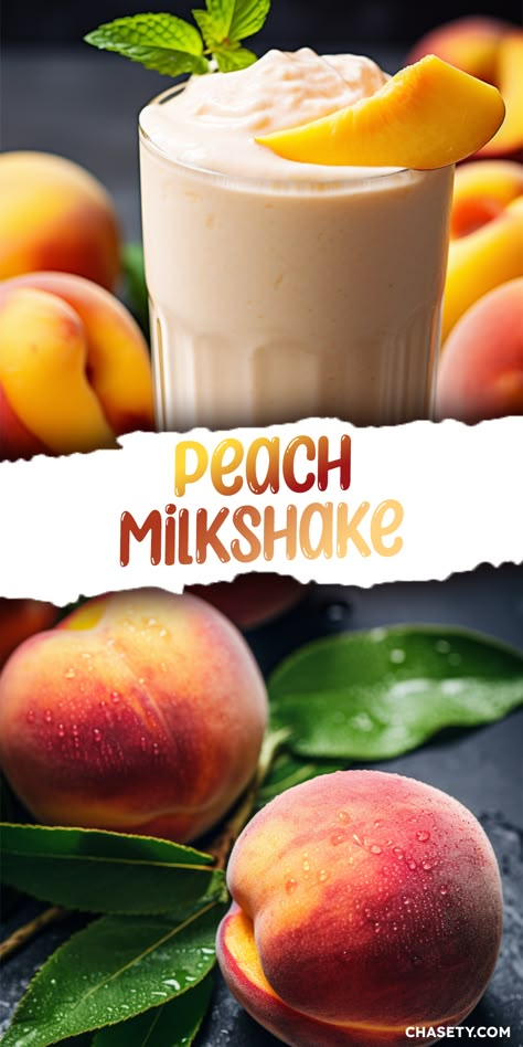 Peach Milkshake Recipe, Peach Shake, Peach Milkshake, Fruit Milkshake, Milkshake Recipe Easy, Brazilian Lemonade, Frosty Recipe, Peach Drinks, Iced Drinks Recipes