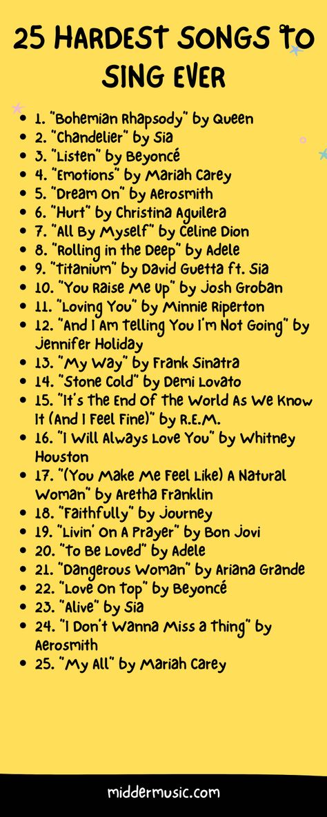 To help you spice up your vocal practice routine, in today’s article, we’re bringing you a list of the hardest songs to sing.And spoiler alert – these tunes are by no means for beginners, and they require a wide vocal range and advanced techniques.But if you’re a seasoned singer, they might be exactly what you need. How To Record A Song, How To Write A Song, Singer Tips, How To Practice Singing, Voice Lessons Singing, Vocal Exercises Singing, Vocal Practice, Singing Training, Songwriting Prompts