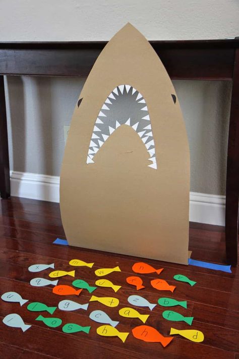 Feed the Shark Alphabet Game for Kids - Toddler Approved Feed The Shark, Alphabet Game, Alphabet Games, Ocean Crafts, Game For Kids, The Shark, Toddler Learning Activities, Alphabet Activities, Ocean Themes