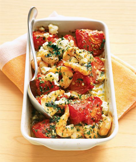 Get the recipe for Roasted Tomatoes With Shrimp and Feta. Feta Recipe, Garlic And Olive Oil, Roasted Shrimp, Feta Recipes, One Pan, Tomato Recipes, Roasted Tomatoes, Shrimp Recipes, Fish Recipes