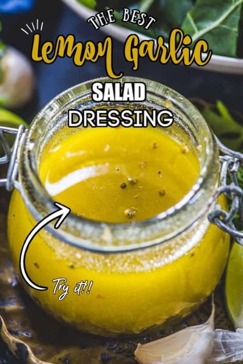 Lemon Garlic Salad Dressing Recipe, Lemon Garlic Dressing Recipe, Lemon Garlic Salad Dressing, Olive Oil Dressing Recipes, Garlic Salad Dressing Recipe, Olive Oil Salad Dressing, Garlic Salad, Lemon Salad Dressings, Garlic Salad Dressing