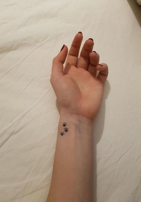 3 Paws Tattoo, Small Tattoo Ideas Deep Meaning, Cat Paw Tattoo Ideas, Tiny Dog Tattoo, Mini Tattoos For Girls, Cat Paw Tattoo, Paws Tattoo, Dogs Tattoo, Dog Tattoo Ideas